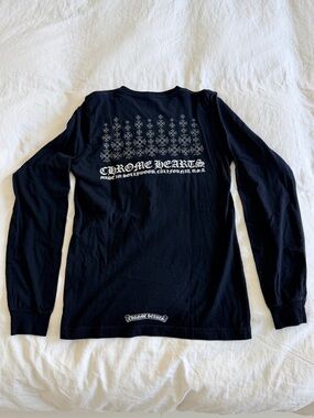 Chrome Hearts Black Long Sleeve Tee with White Crest Graphics